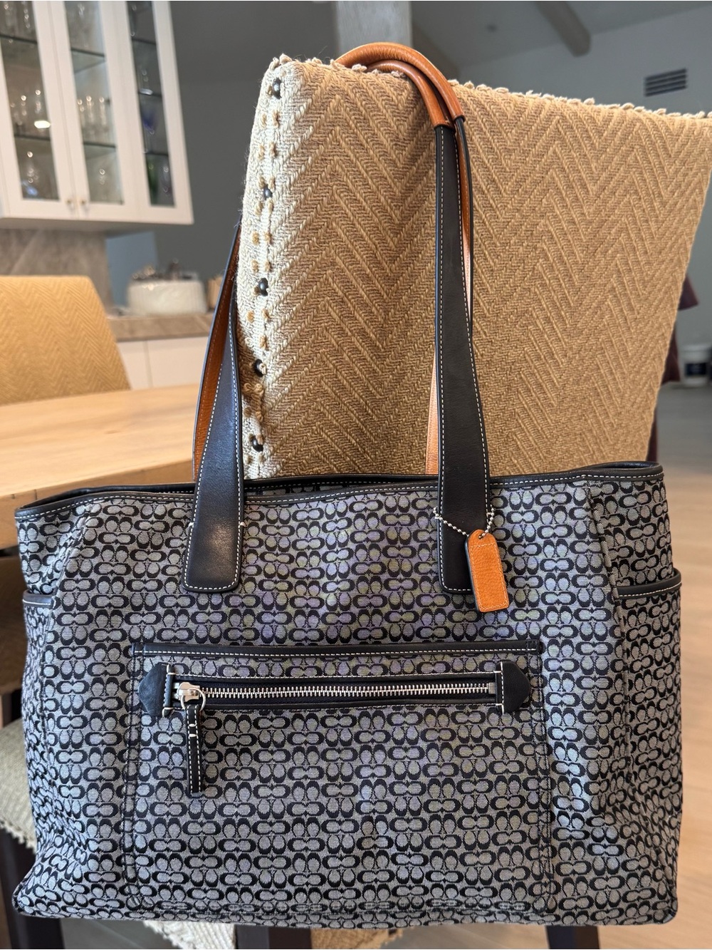 Coach Navy and Gray Signature Tote bag